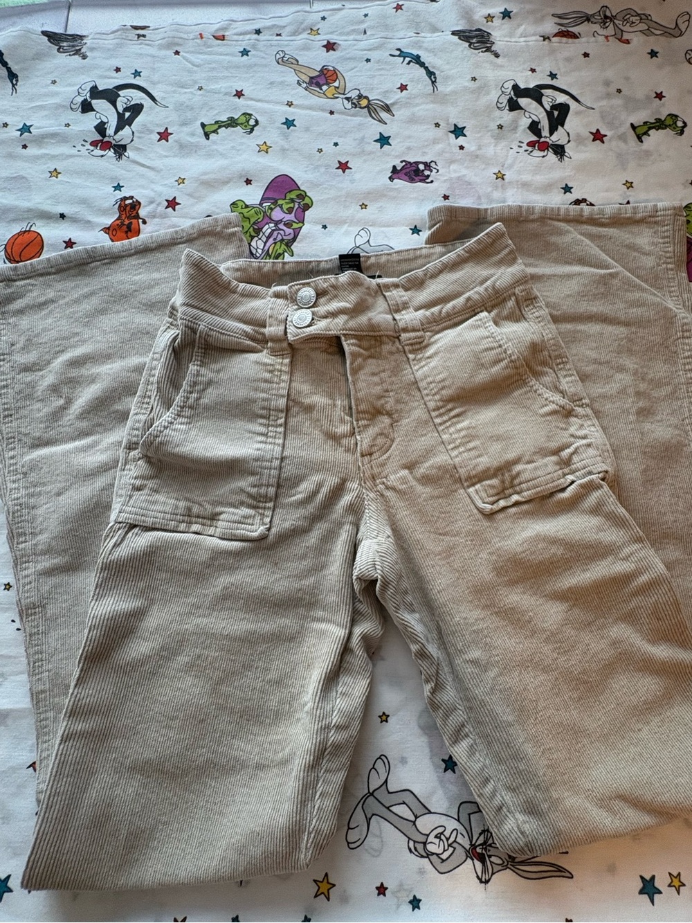 Forever 21 Beige Straight-Leg Corduroy Jeans